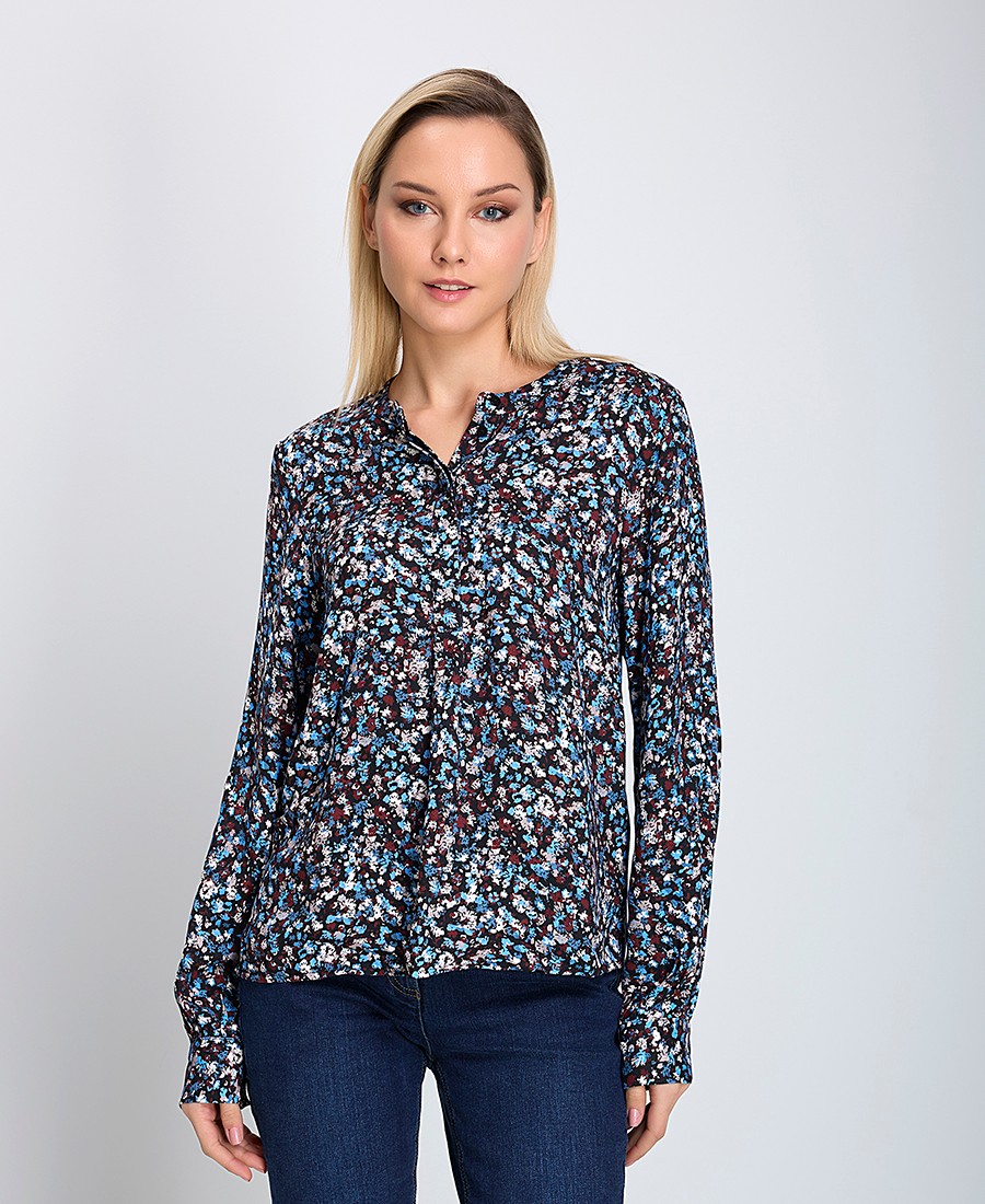 Γυναικεία Μπλούζα με Μάο Γιακά Regular Fit Εμπριμέ