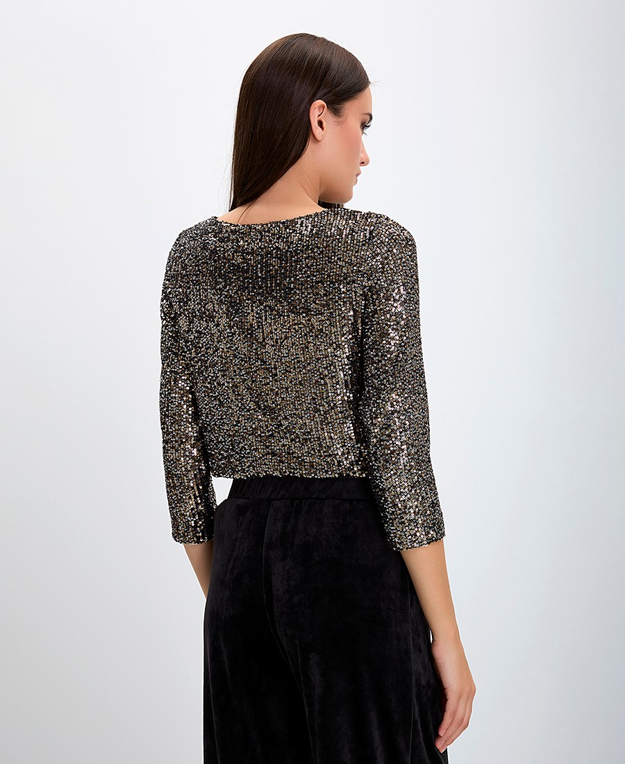 Γυναικεία Μπλούζα με Παγιέτες σε Μαύρο φωτογραφία