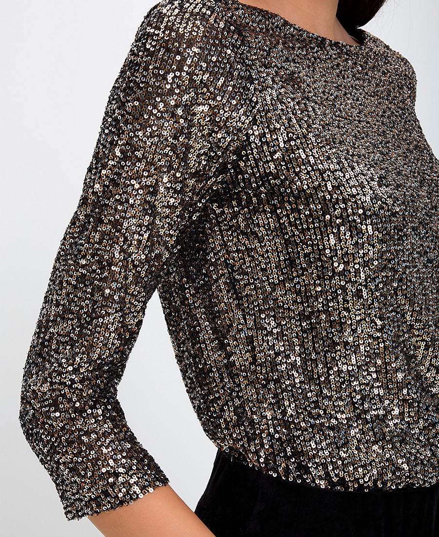 Γυναικεία Μπλούζα με Παγιέτες σε Μαύρο φωτογραφία