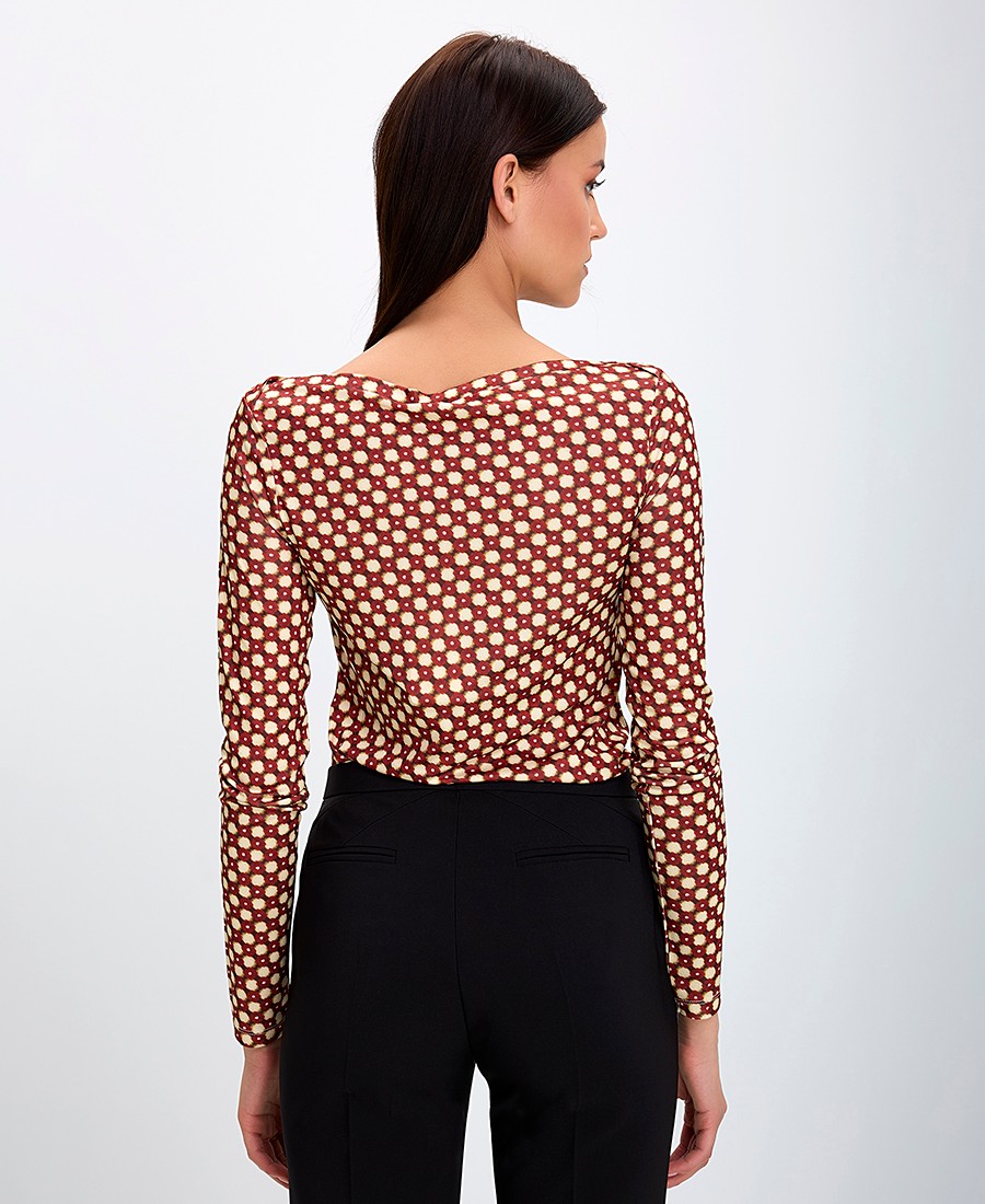 Maliparmi Γυναικεία Μπλούζα με Στρογγυλή Λαιμόκοψη Στενή Γραμμή Εμπριμέ φωτογραφία