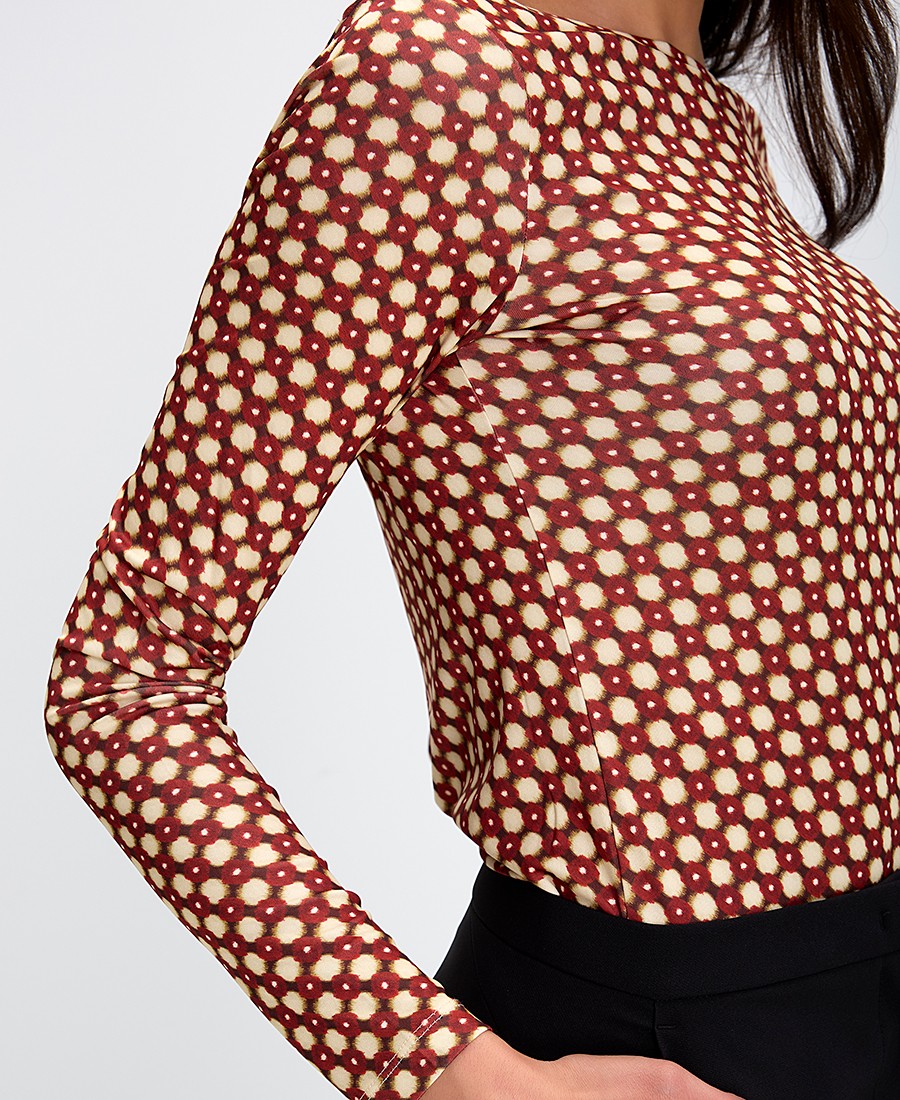 Maliparmi Γυναικεία Μπλούζα με Στρογγυλή Λαιμόκοψη Στενή Γραμμή Εμπριμέ φωτογραφία