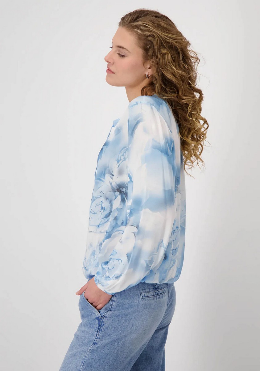 Monari Γυναικεία Μπλούζα Regular Fit Από Βισκόζη Με Φλοράλ Ντεγκραντέ Σχέδιο φωτογραφία