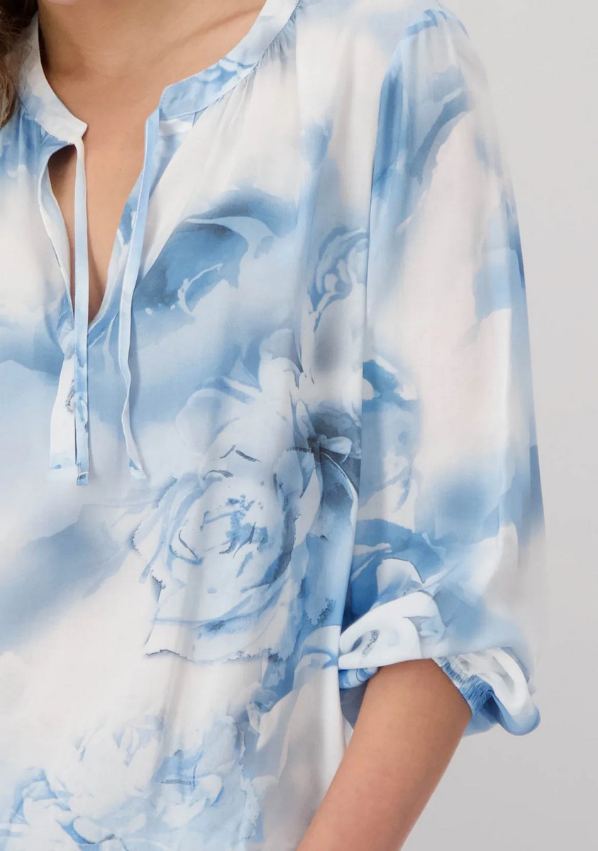 Monari Γυναικεία Μπλούζα Regular Fit Από Βισκόζη Με Φλοράλ Ντεγκραντέ Σχέδιο φωτογραφία