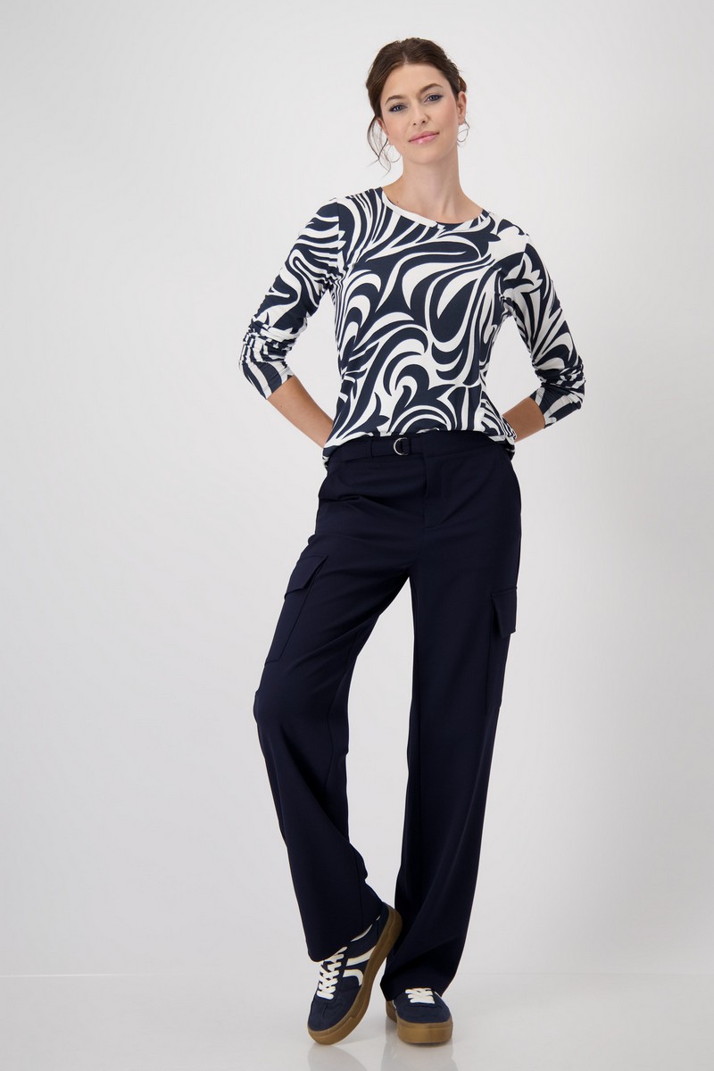 Monari Γυναικεία Μπλούζα Regular Fit Μακρύ Μανίκι Εμπριμέ φωτογραφία