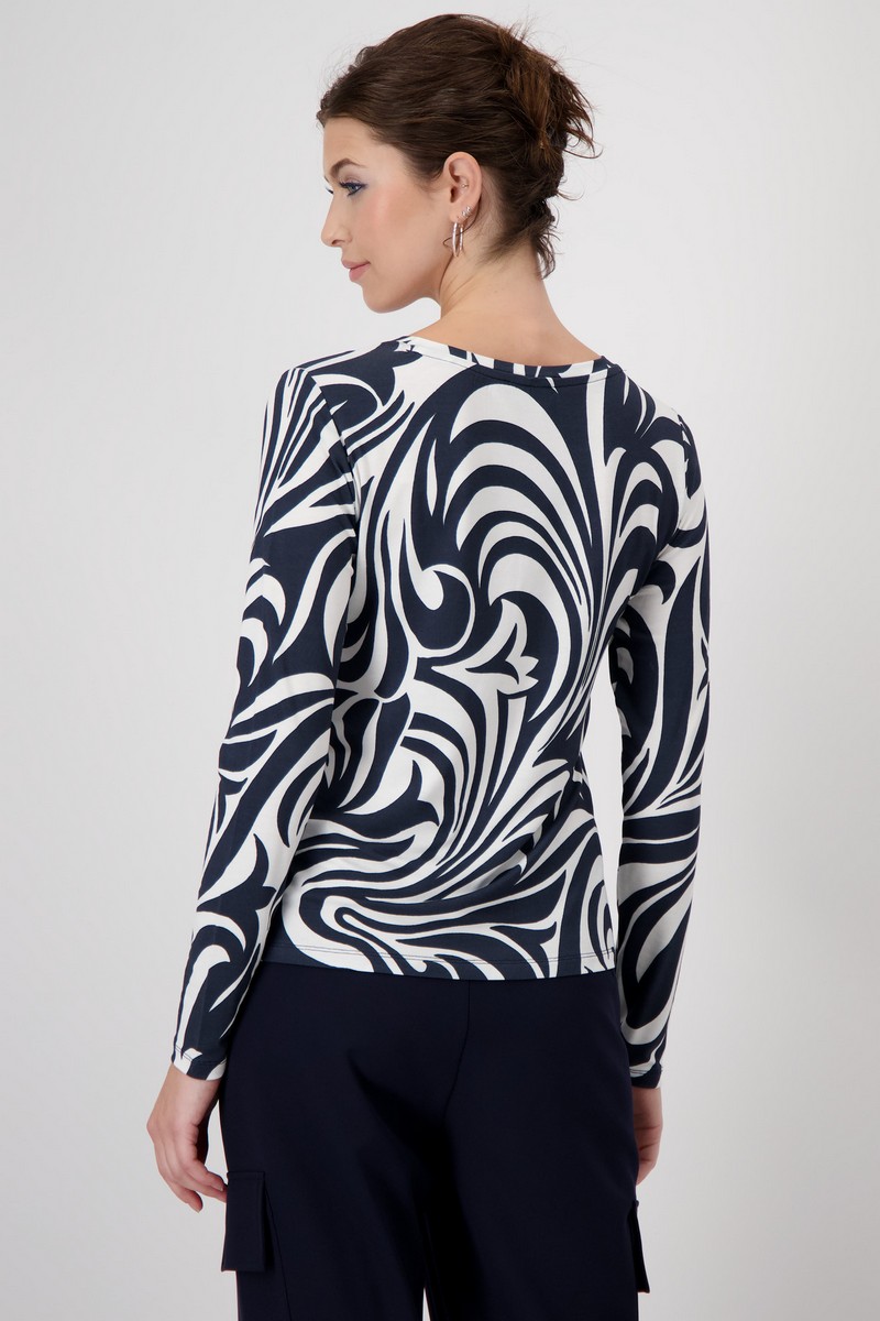 Monari Γυναικεία Μπλούζα Regular Fit Μακρύ Μανίκι Εμπριμέ φωτογραφία