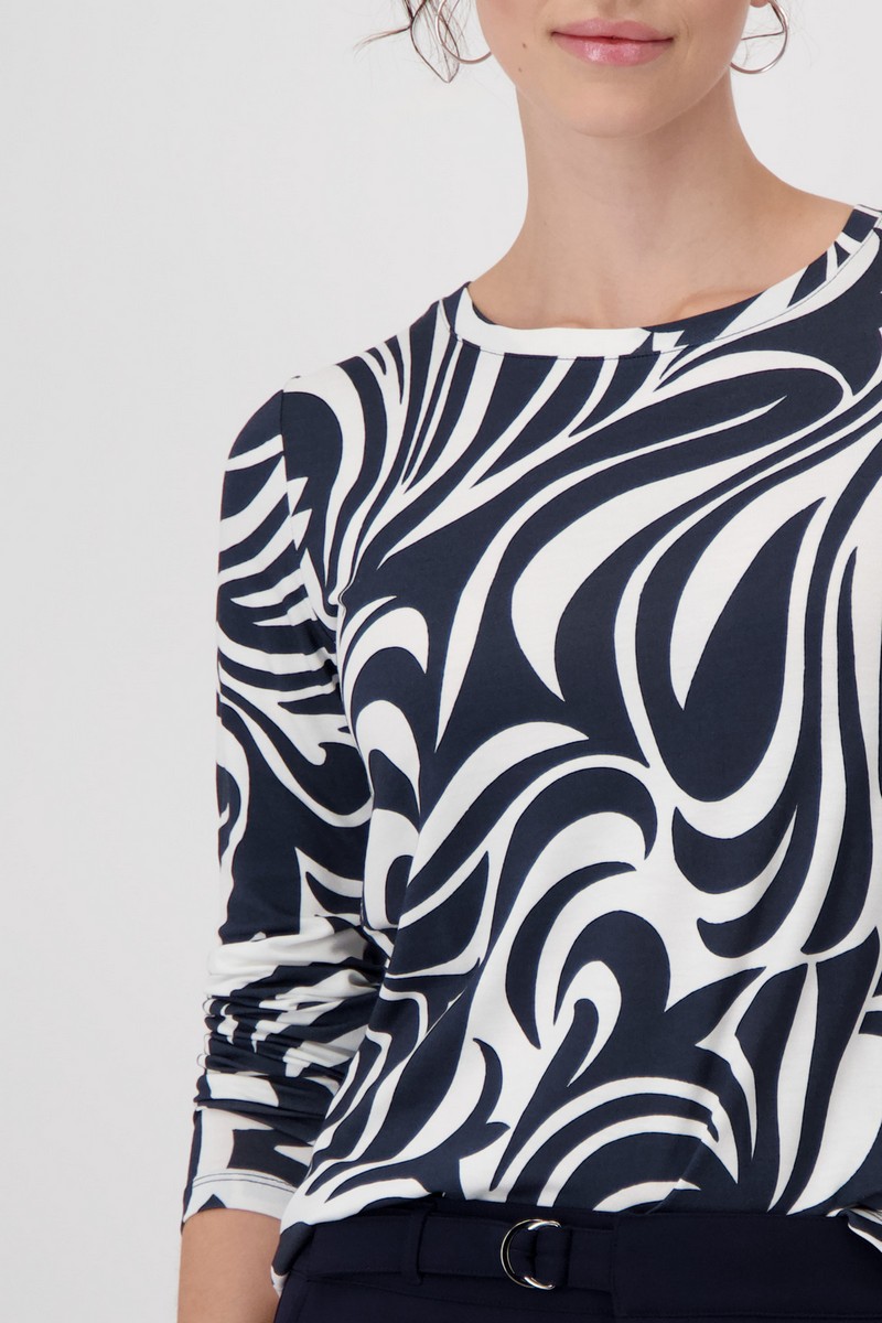 Monari Γυναικεία Μπλούζα Regular Fit Μακρύ Μανίκι Εμπριμέ φωτογραφία