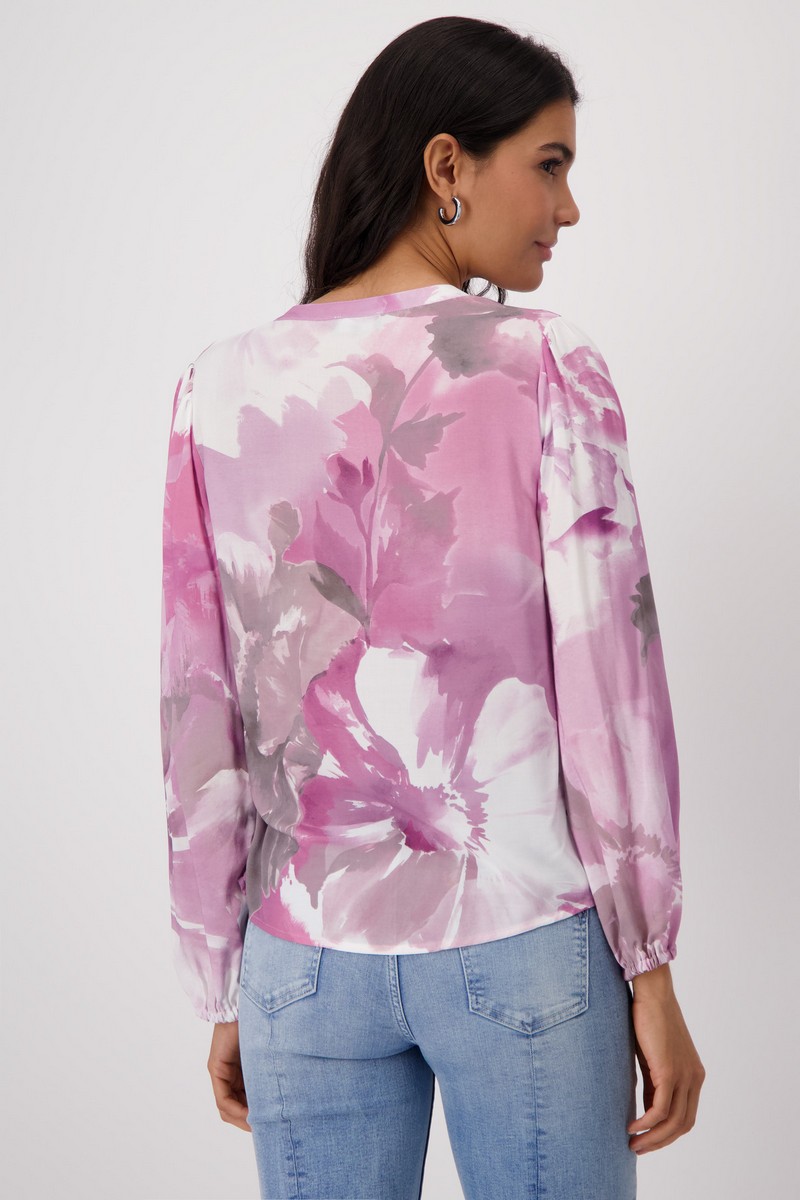 Monari Γυναικεία Μπλούζα Floral Relaxed Fit σε Εμπριμέ Ροζ φωτογραφία