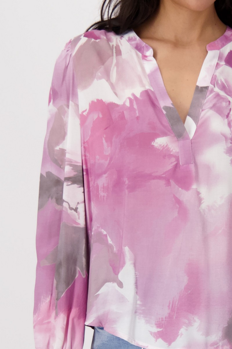 Monari Γυναικεία Μπλούζα Floral Relaxed Fit σε Εμπριμέ Ροζ φωτογραφία