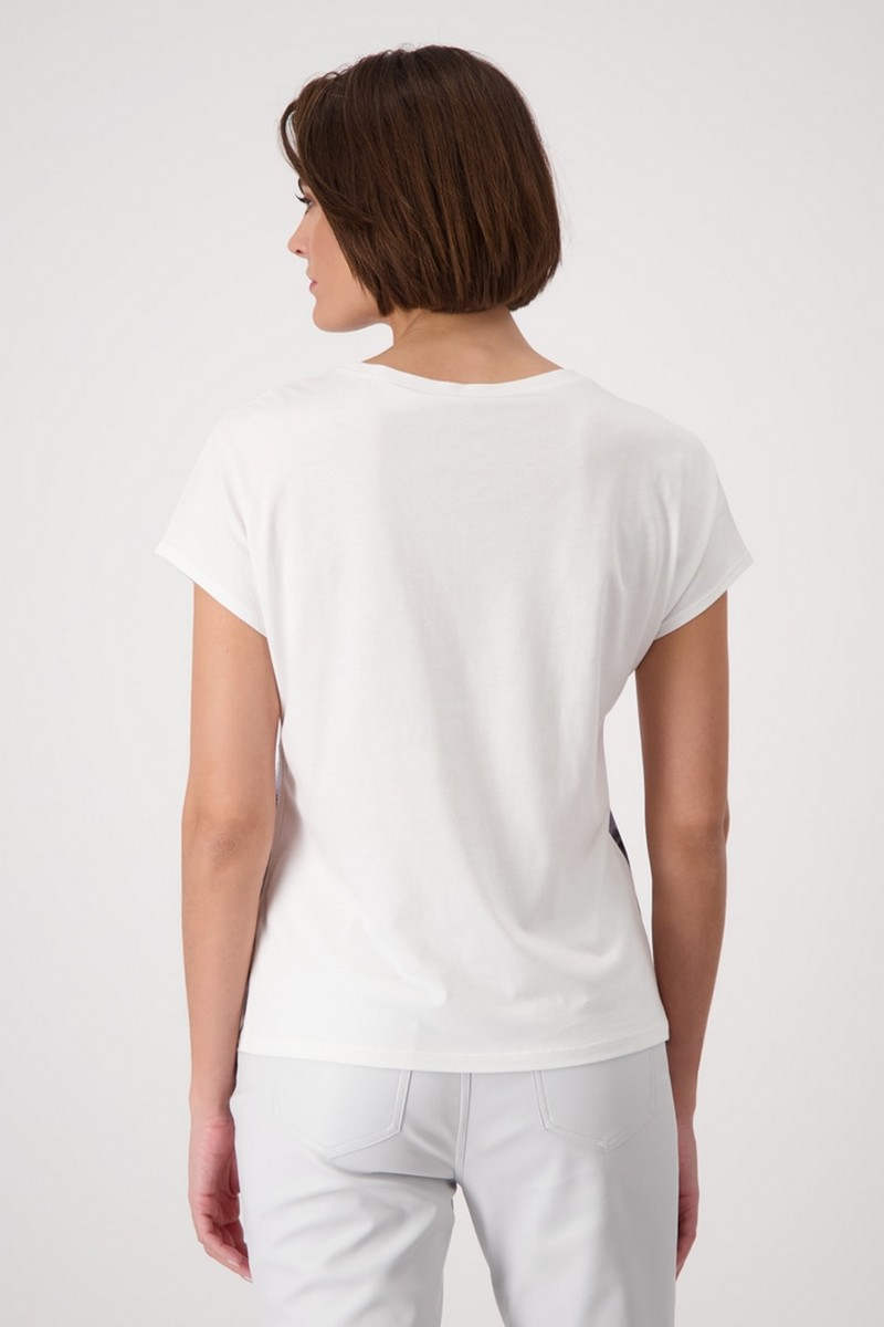 Monari Γυναικείο T-shirt Regular Fit με City Print και Στρας "Off-white" φωτογραφία