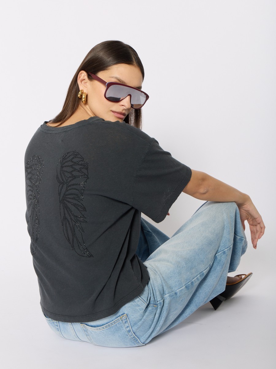 Berenice Γυναικείο T-shirt Regular Fit Από Βαμβάκι Και Λινό Με Τουνίκ Λαιμόκοψη Και Λαμπερές Λεπτομέρειες φωτογραφία