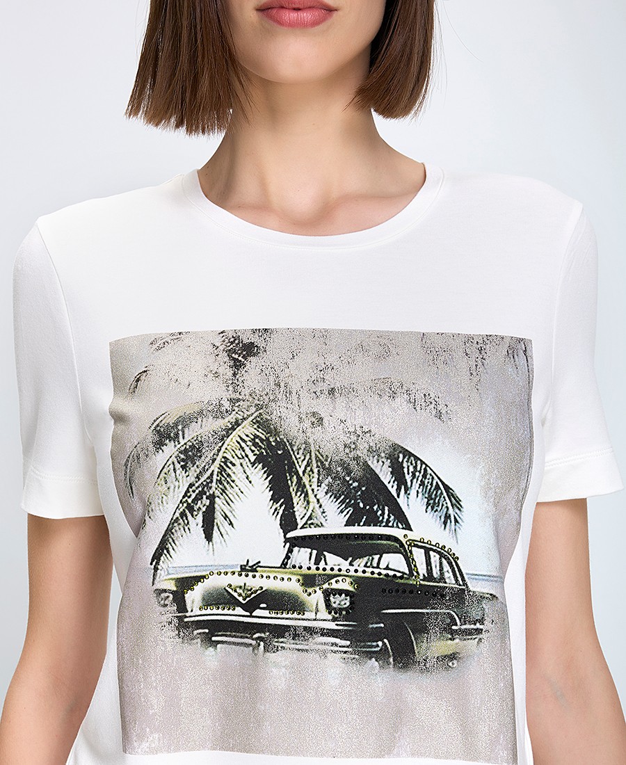 Gerry Weber Γυναικείο T-Shirt Κανονική Γραμμή Με Print Αυτοκίνητο Εκρού φωτογραφία