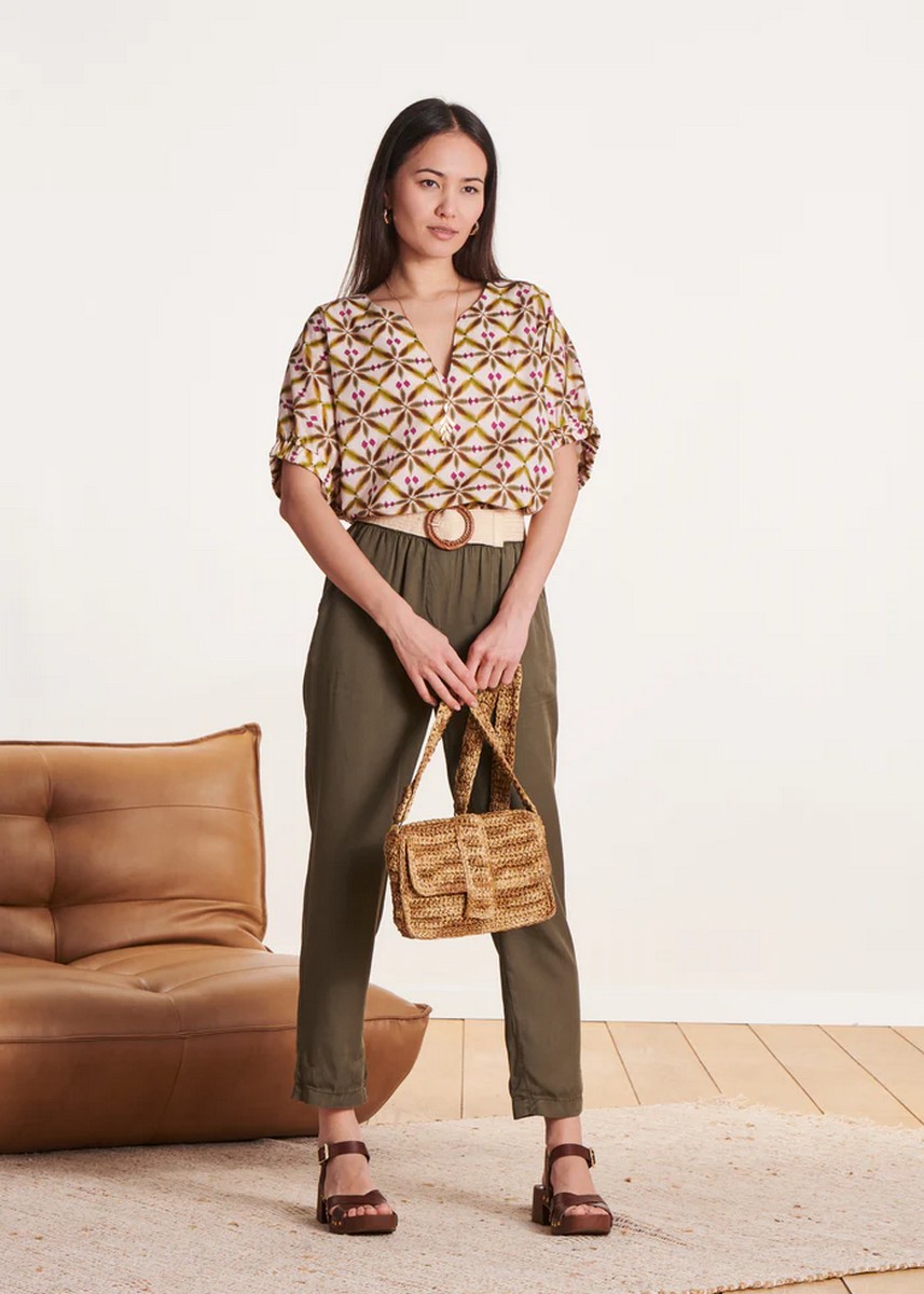 La Fee Maraboutee Γυναικείο Κοντό Τοπ Αέρινο Regular Fit από Βαμβακερό Voile με Ethnic Print φωτογραφία