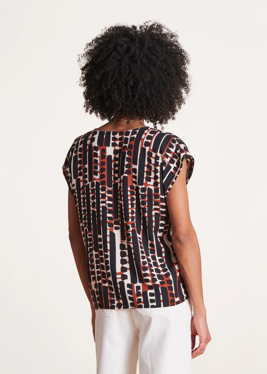 La Fee Maraboutee Γυναικείο Κοντό Τοπ Αέρινο Regular Fit με Ethnic Print και V Λαιμόκοψη φωτογραφία