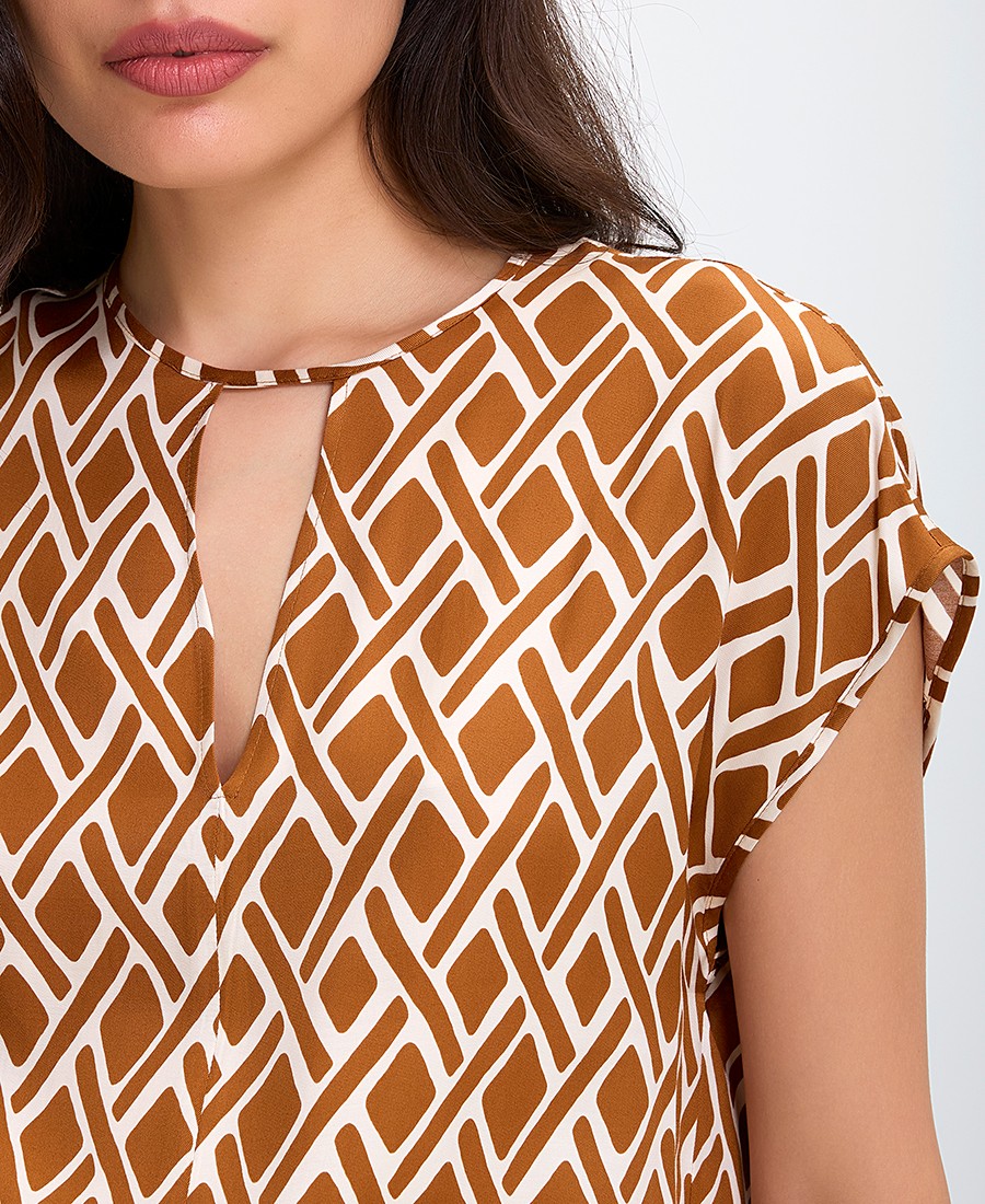 Penny Black Γυναικεία Μπλούζα Twill με Γεωμετρικό Σχέδιο σε Καφέ φωτογραφία
