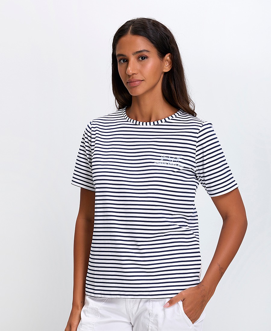 The Fashion People Γυναικείο T-Shirt Βαμβακερό Regular Fit σε Ριγέ Μπλε/Λευκό