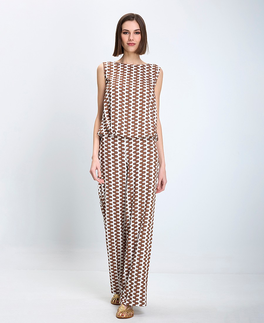 The Abito Γυναικείο Τοπ Κανονική Γραμμή Βισκόζη Με Γεωμετρικό Μοτίβο Καφέ φωτογραφία