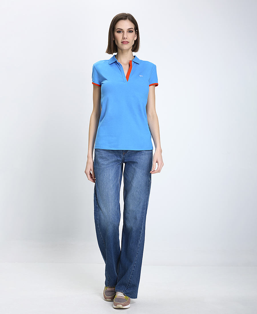 Harmont & Blaine Γυναικείο Polo Κανονική Γραμμή Βαμβακερό Με Ελαστικότητα Μπλε φωτογραφία