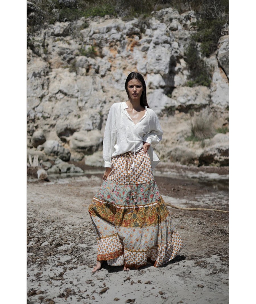 Luna Llena Γυναικεία Μπλούζα Βαμβακερή με Κεντήματα Regular Fit σε Ιβουάρ φωτογραφία