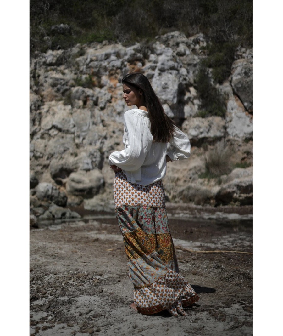 Luna Llena Γυναικεία Μπλούζα Βαμβακερή με Κεντήματα Regular Fit σε Ιβουάρ φωτογραφία