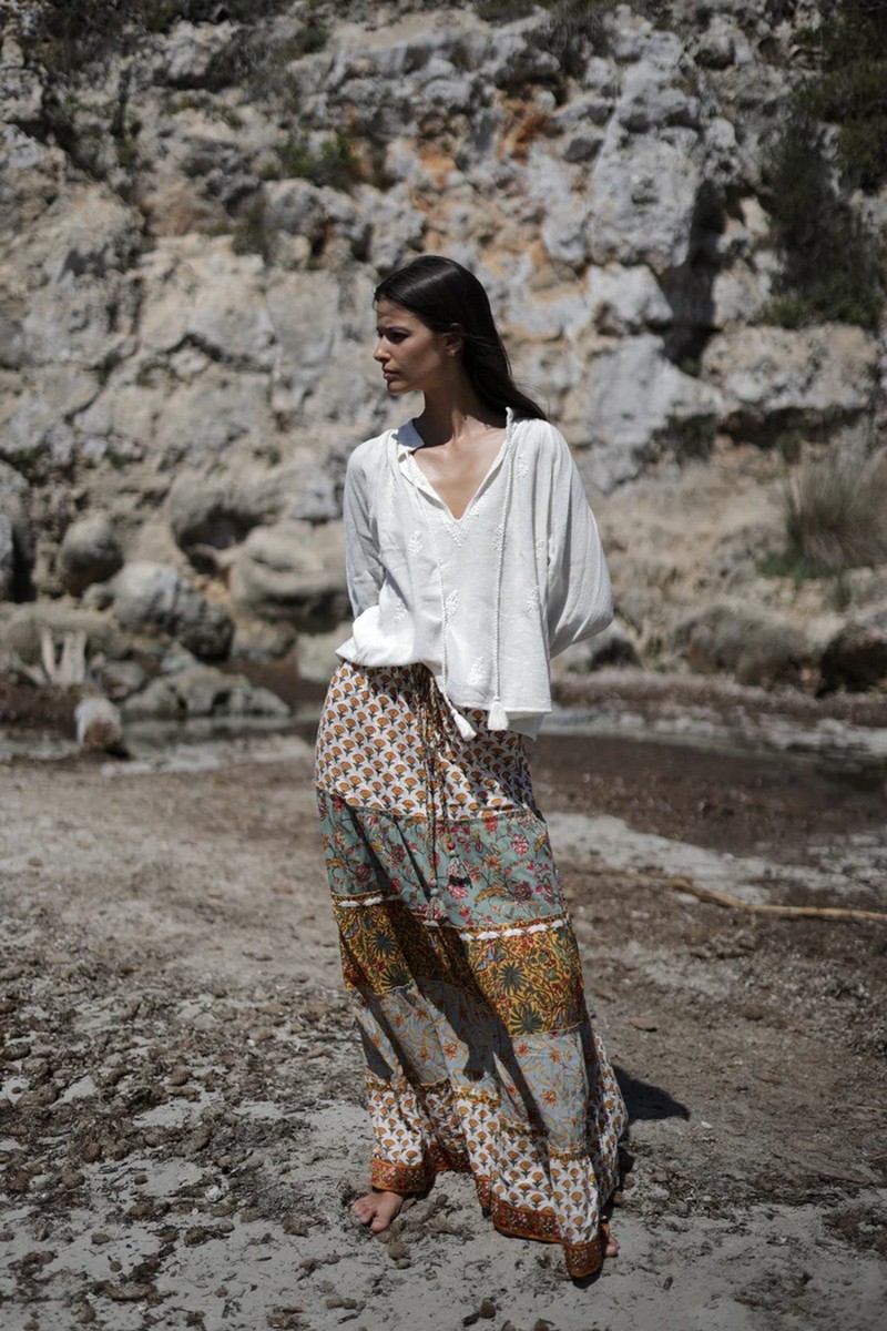 Luna Llena Γυναικεία Μπλούζα Βαμβακερή με Κεντήματα Regular Fit σε Ιβουάρ φωτογραφία