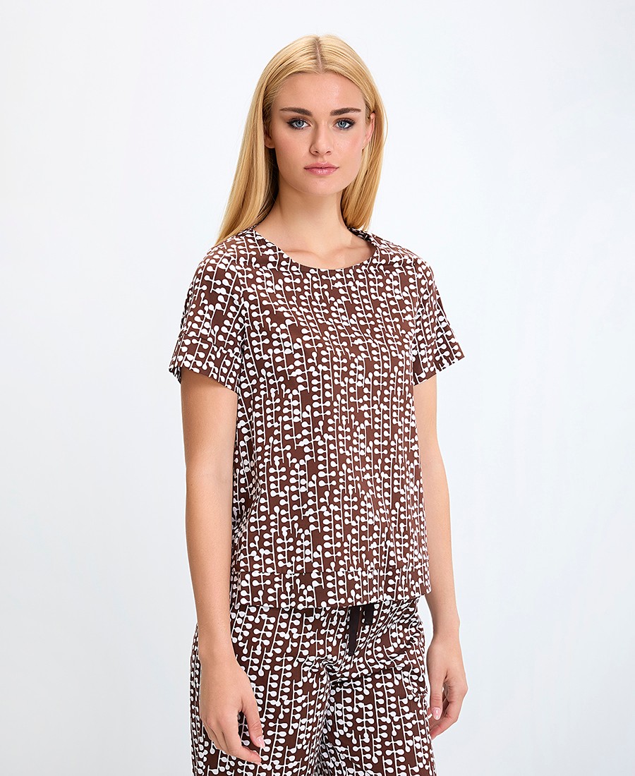 Laura Donini Γυναικείο T-Shirt Με Μοτίβο Και Κοντά Μανίκια