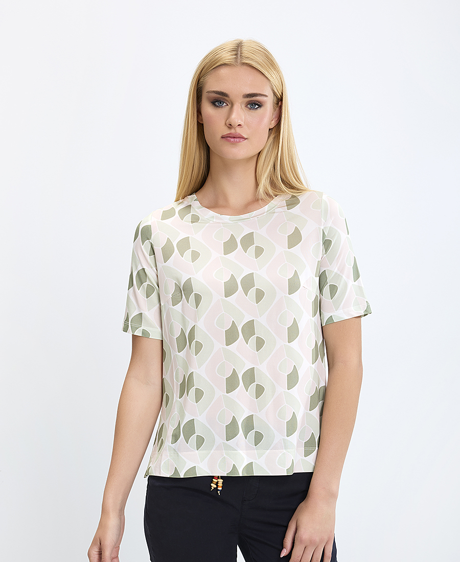 Γυναικείο T-shirt Regular Fit Με Γεωμετρικό Σχέδιο