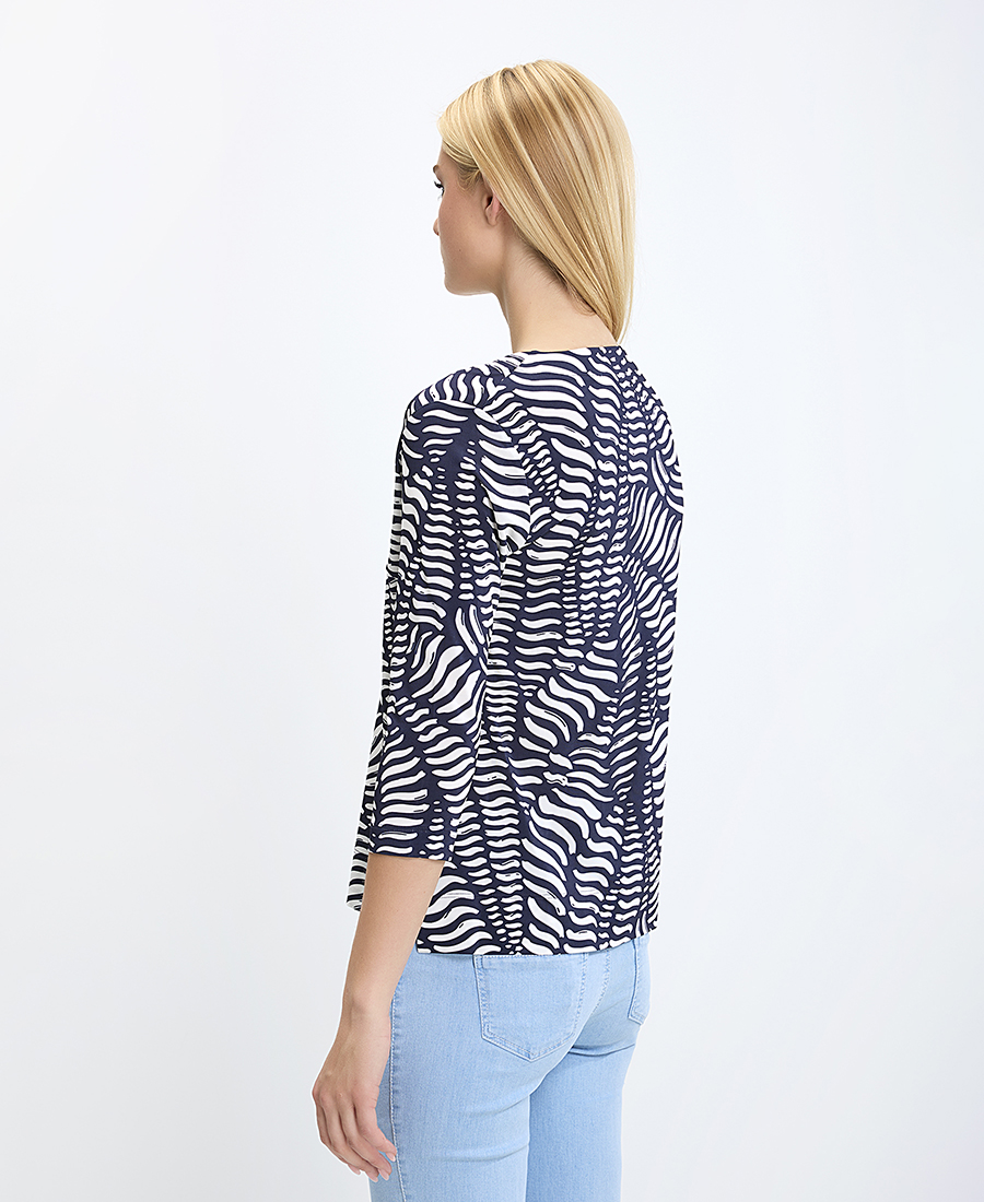 Γυναικεία Μπλούζα με Μανίκια 3/4 All Over Print Regular Fit σε Εμπριμέ Μπλε φωτογραφία