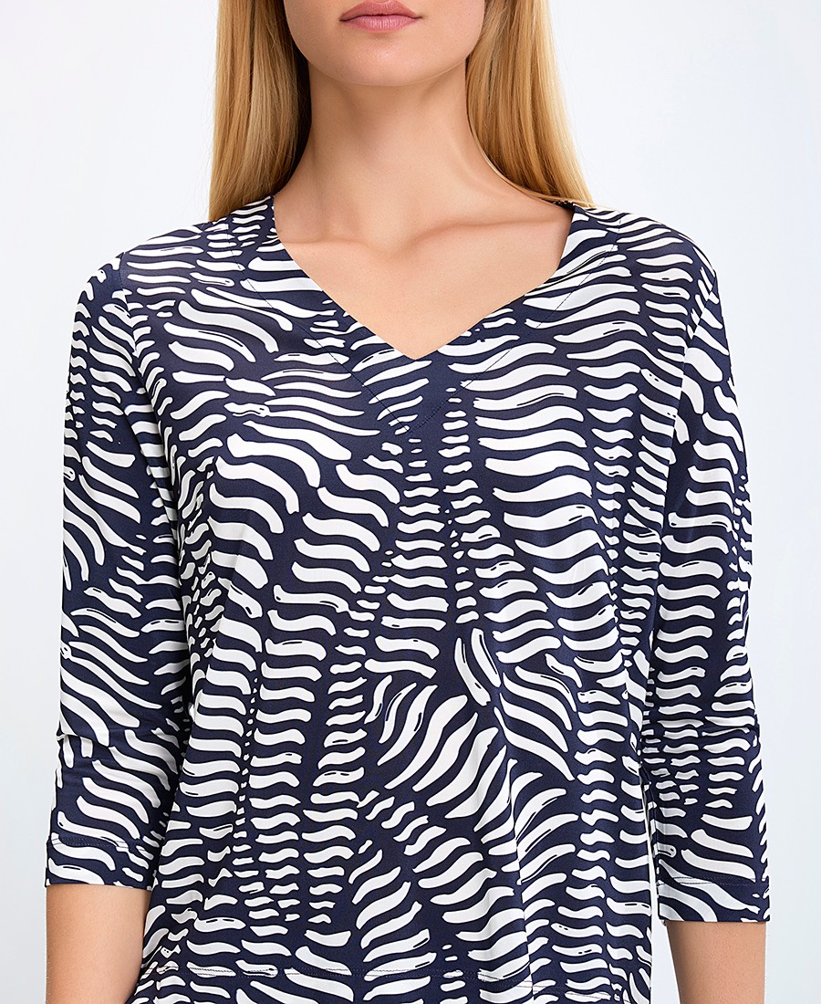 Γυναικεία Μπλούζα με Μανίκια 3/4 All Over Print Regular Fit σε Εμπριμέ Μπλε φωτογραφία