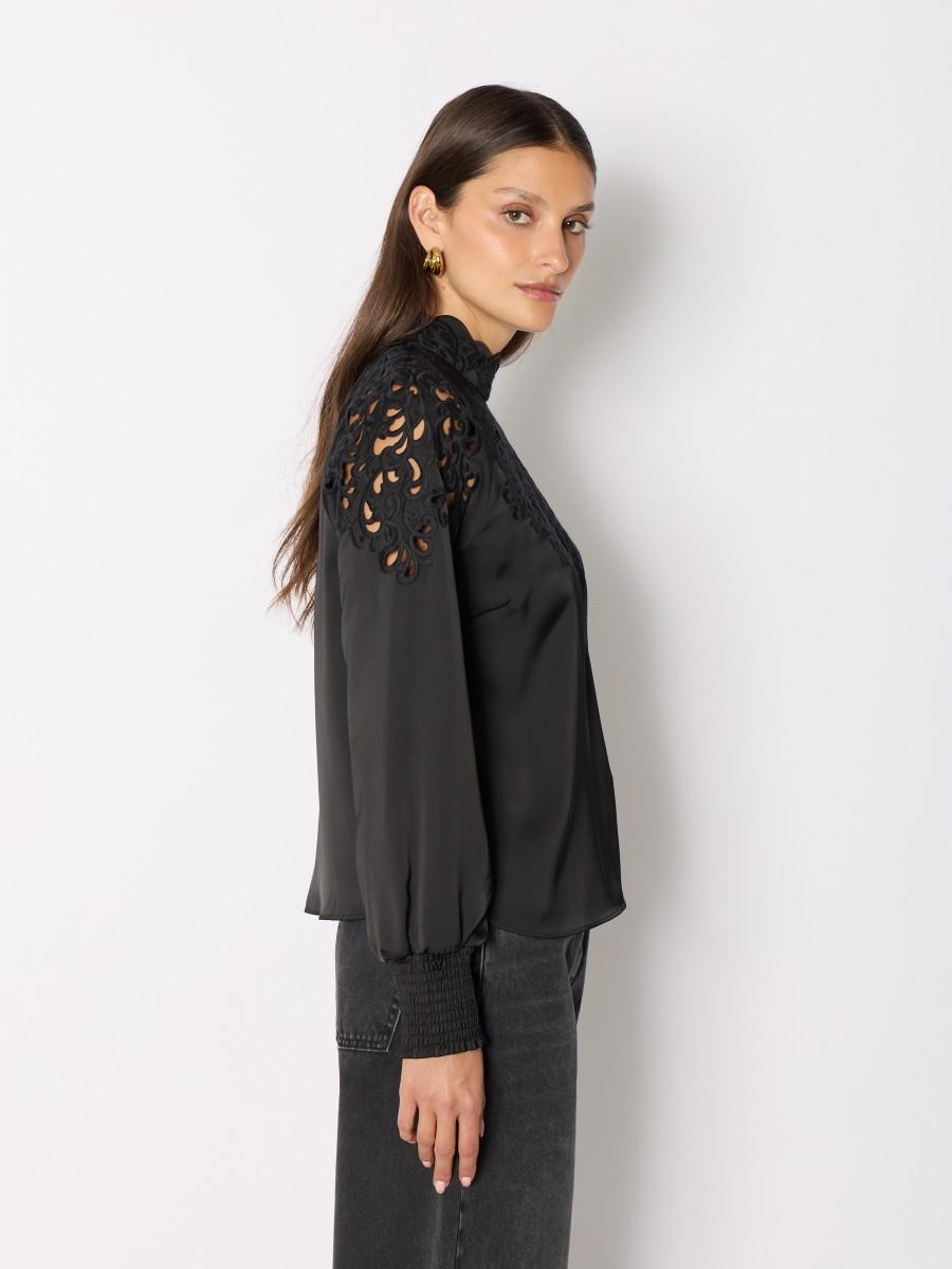 Berenice Γυναικεία Μπλούζα Regular Fit Με Κέντημα Μαύρη φωτογραφία