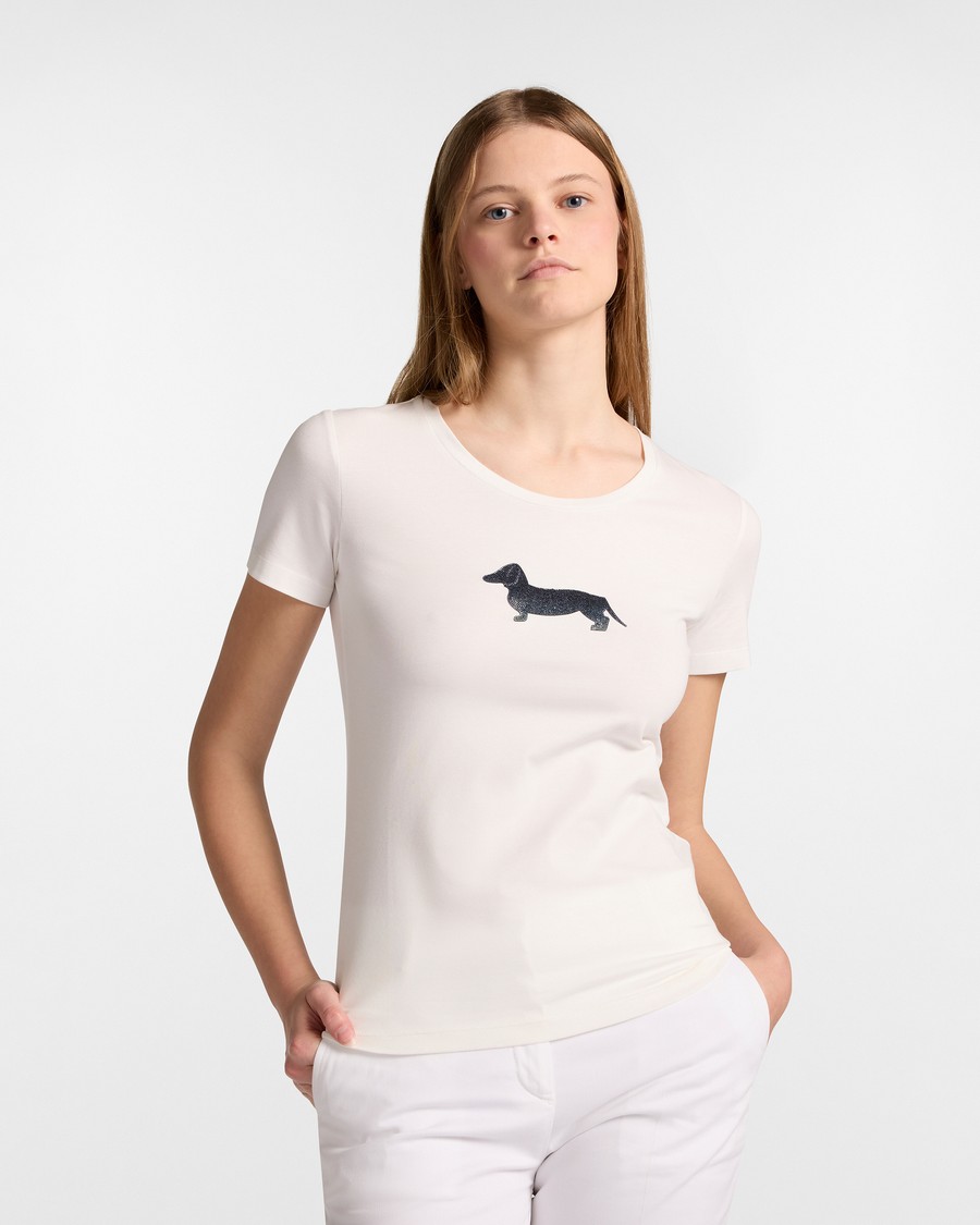 Harmont&Blaine Γυναικείο T-Shirt Regular Fit Από Βαμβάκι Με Strass Dachshund