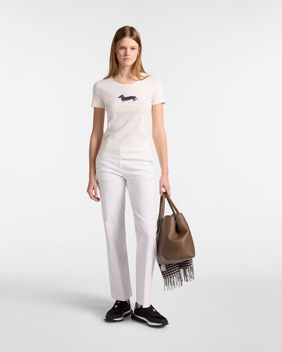 Harmont&Blaine Γυναικείο T-Shirt Regular Fit Από Βαμβάκι Με Strass Dachshund φωτογραφία