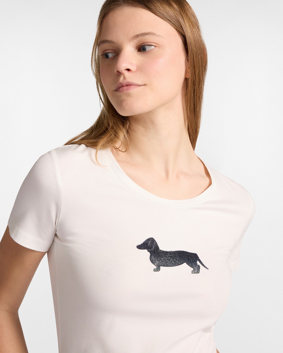 Harmont&Blaine Γυναικείο T-Shirt Regular Fit Από Βαμβάκι Με Strass Dachshund φωτογραφία