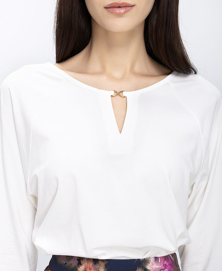 Γυναικεία Μπλούζα Με Μεταλλική Λεπτομέρεια Σε Χρυσό φωτογραφία