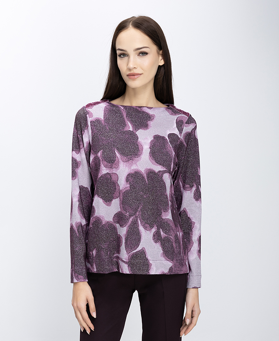 Γυναικεία Μπλούζα Με Floral Μοτίβο Και Διακριτική Λάμψη