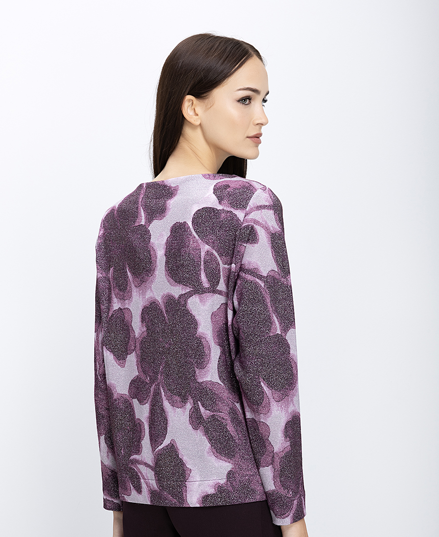 Γυναικεία Μπλούζα Με Floral Μοτίβο Και Διακριτική Λάμψη φωτογραφία