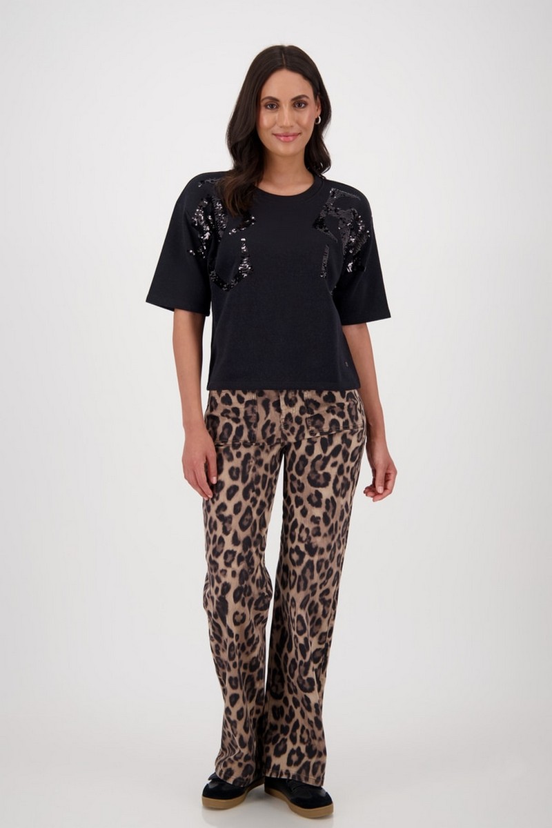 Monari Γυναικείο T-Shirt με Lurex και Παγιέτες σε Μαύρο φωτογραφία