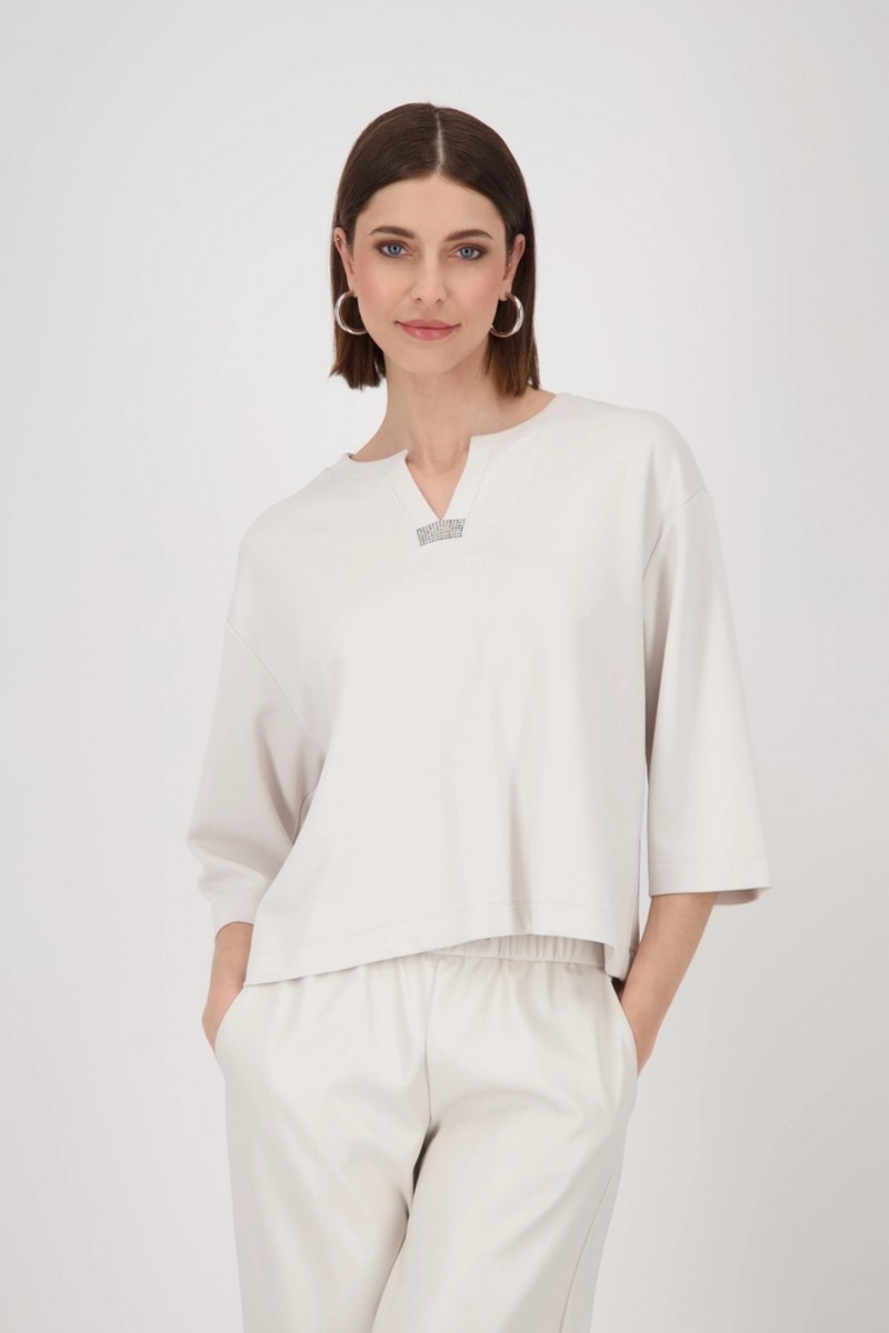 Monari Γυναικεία Μπλούζα με Στρας και 3/4 Μανίκια Regular Fit