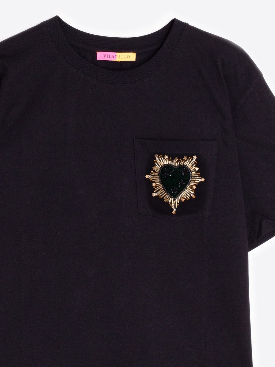 Vilagallo Γυναικείο T-shirt Regular Fit Βαμβακερό Με Κεντητή Λεπτομέρεια φωτογραφία