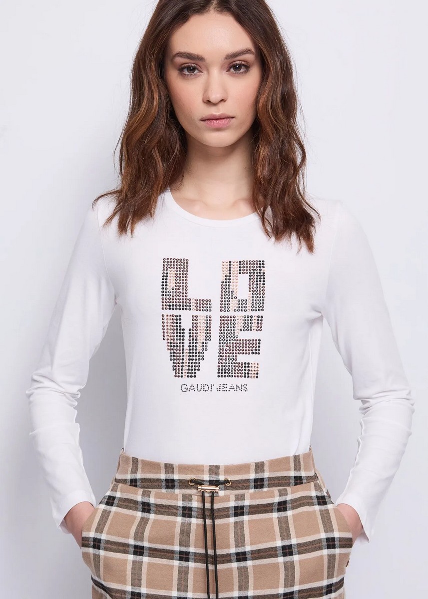 Gaudi Γυναικεία Μπλούζα Jersey Με Στρας Και Lettering