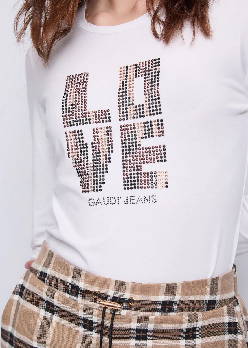 Gaudi Gaudi Γυναικεία Μπλούζα Jersey Με Στρας Και Lettering - 4