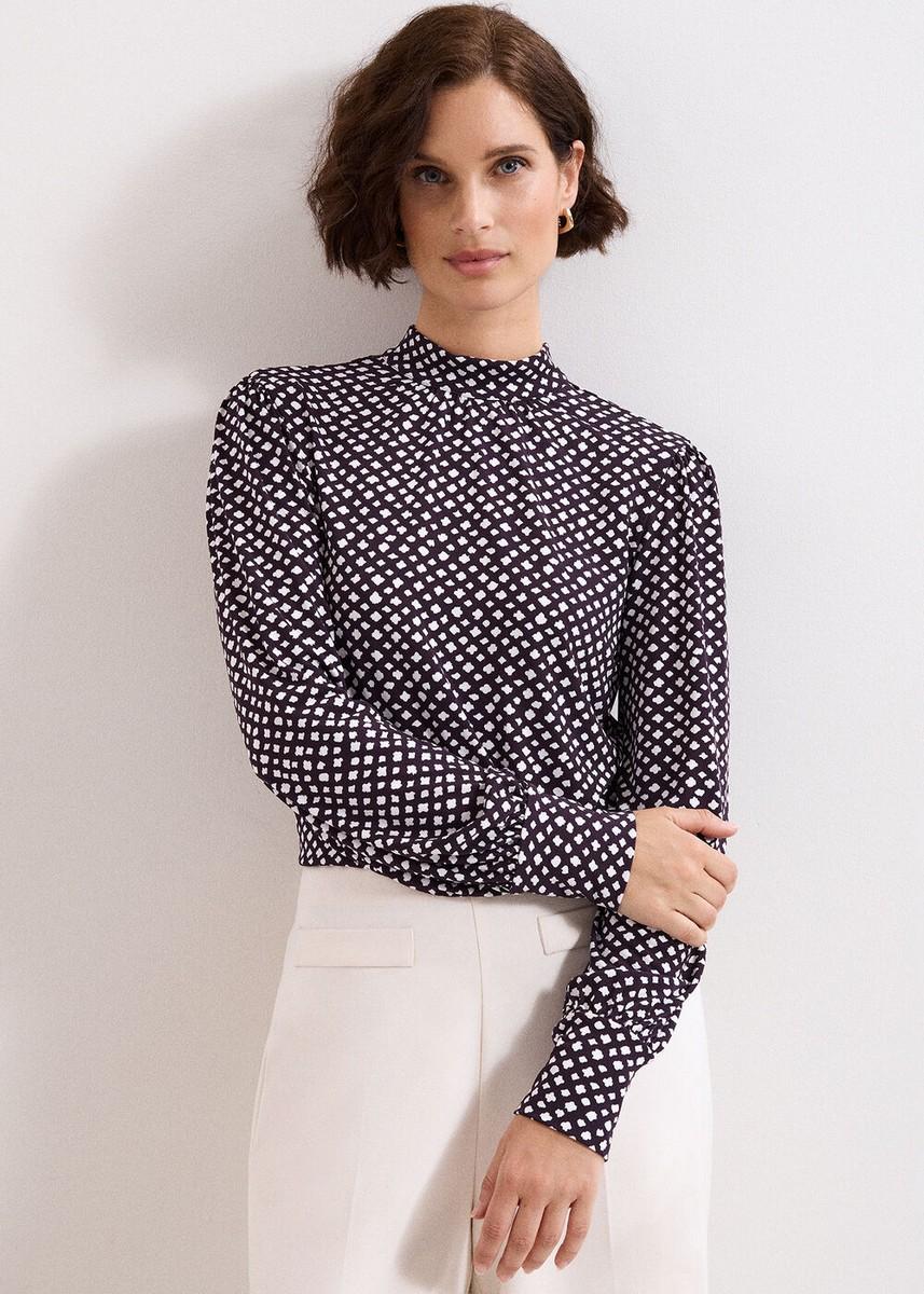 Phase Eight Γυναικεία Μπλούζα Με Γεωμετρικό Μοτίβο Και Ψηλό Λαιμό