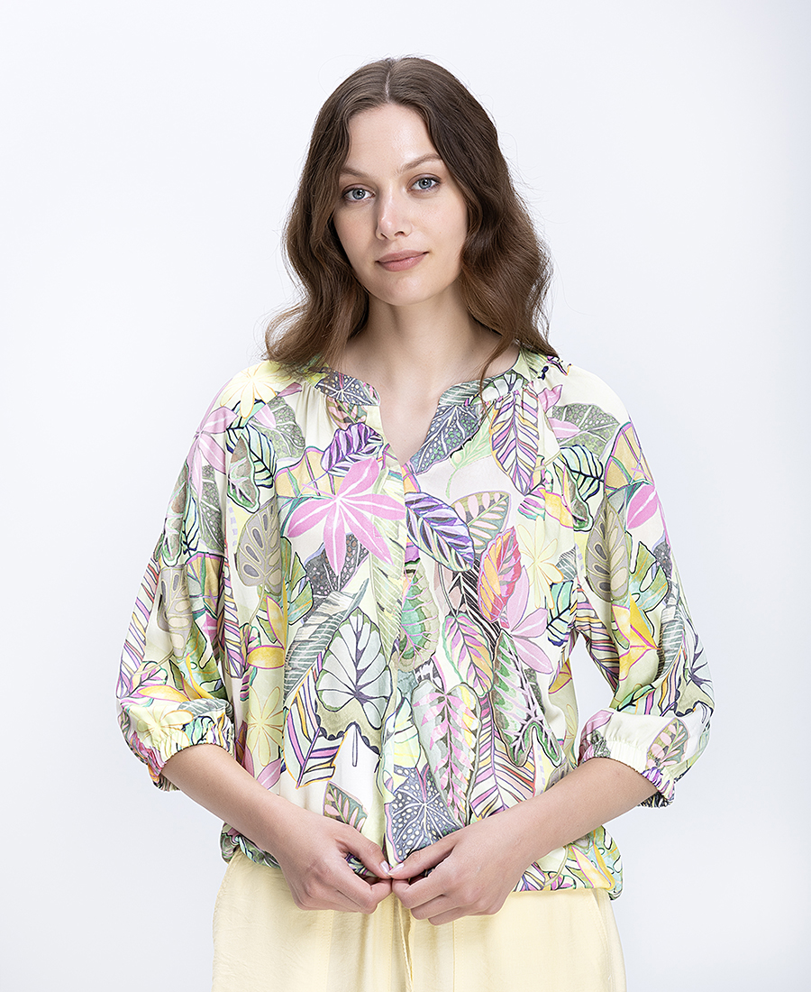 Γυναικεία Μπλούζα Relaxed Fit Με Tropical Print