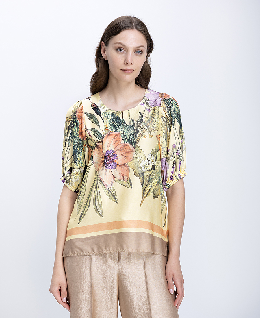 Γυναικεία Μπλούζα Floral Με Σατινέ Υφή