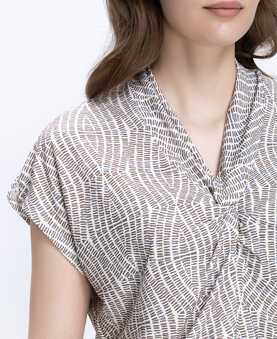 Bianca Γυναικεία Μπλούζα Με Draped Λαιμόκοψη Και Abstract Print - 4