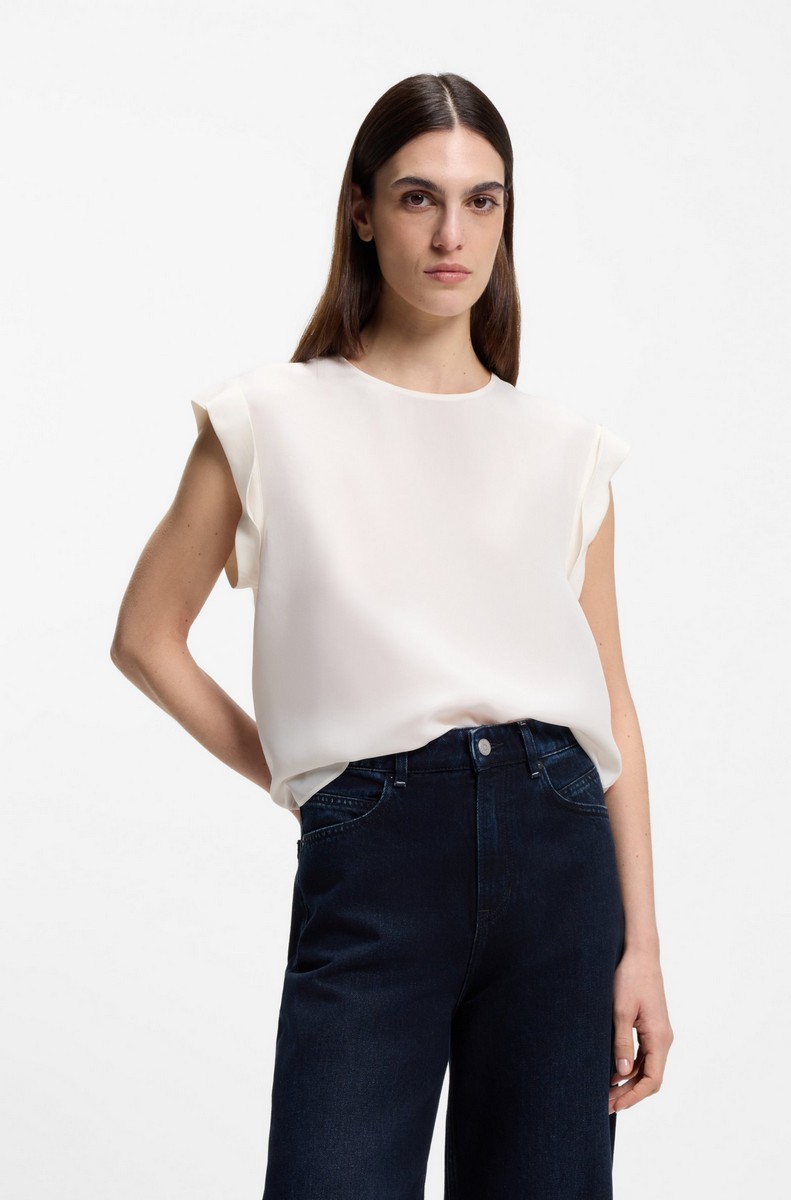 Boss Γυναικεία Μπλούζα Regular Fit Με Keyhole Στην Πλάτη