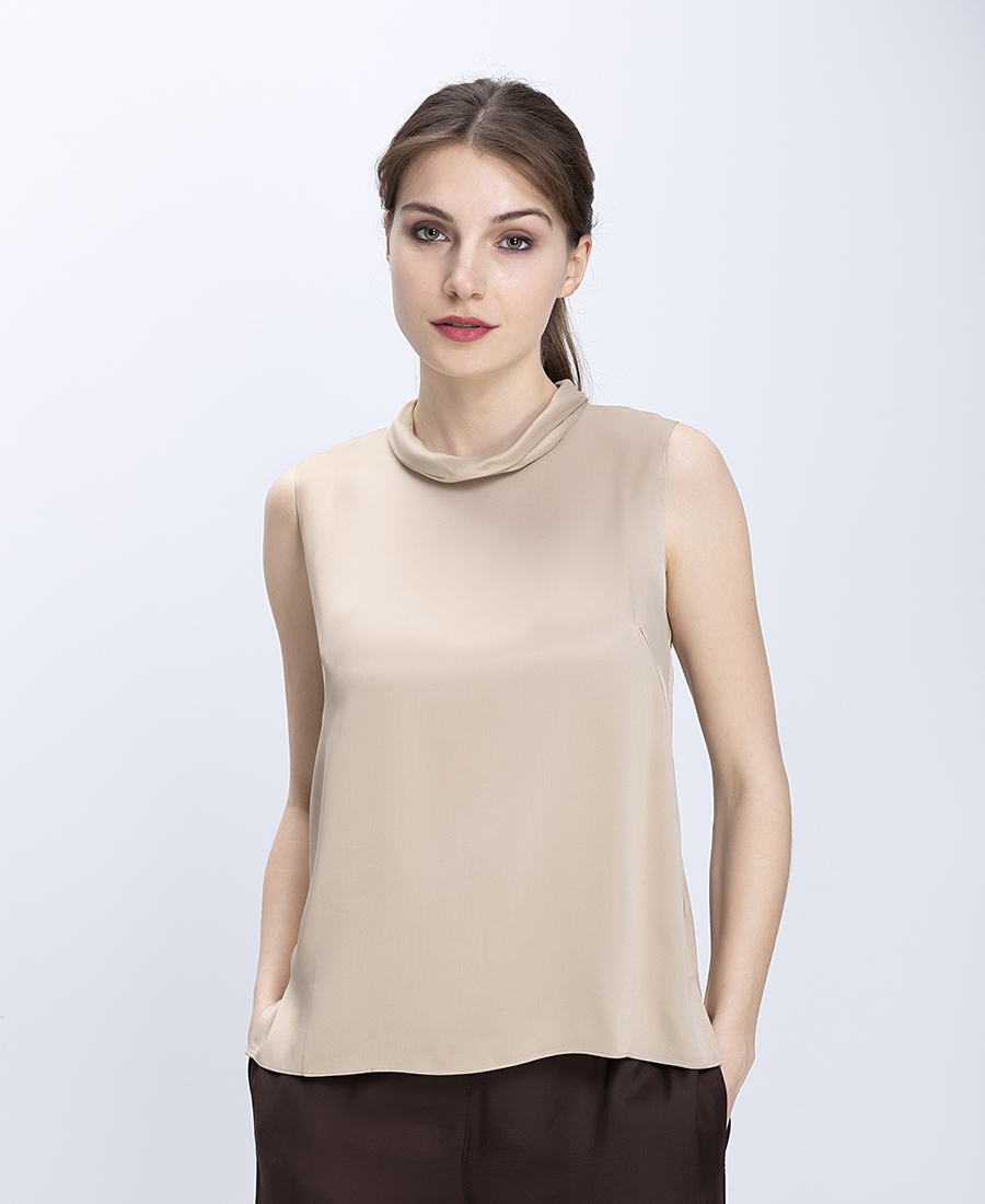 Boss Γυναικεία Μπλούζα Αμάνικη Με Χαλαρό Λαιμό Regular Fit