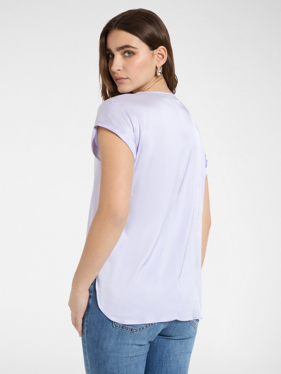 Elena Miro Γυναικεία Μπλούζα Regular Fit Με Boat Neck Και Σατινέ Υφή φωτογραφία