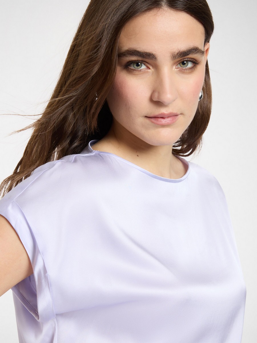 Elena Miro Γυναικεία Μπλούζα Regular Fit Με Boat Neck Και Σατινέ Υφή φωτογραφία