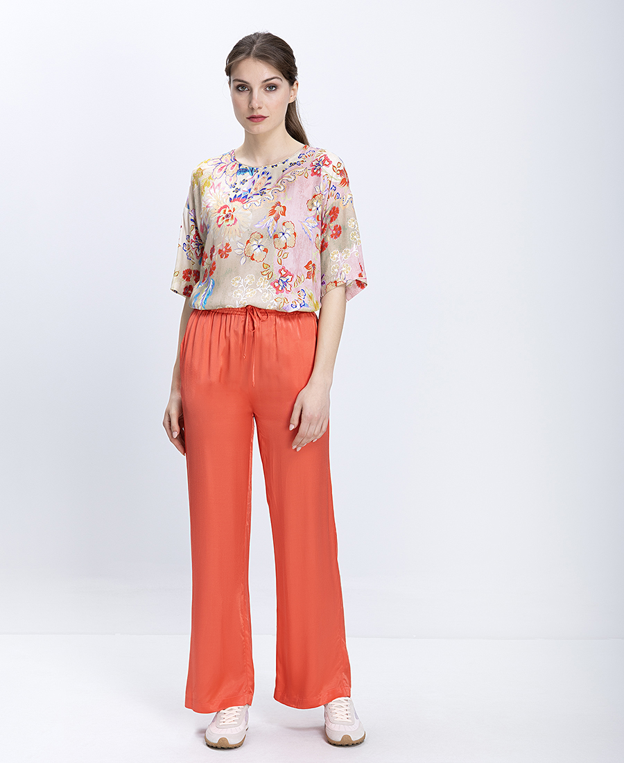 Elena Miro Γυναικεία Μπλούζα Floral Print Με Κοντό Μανίκι Regular Fit φωτογραφία
