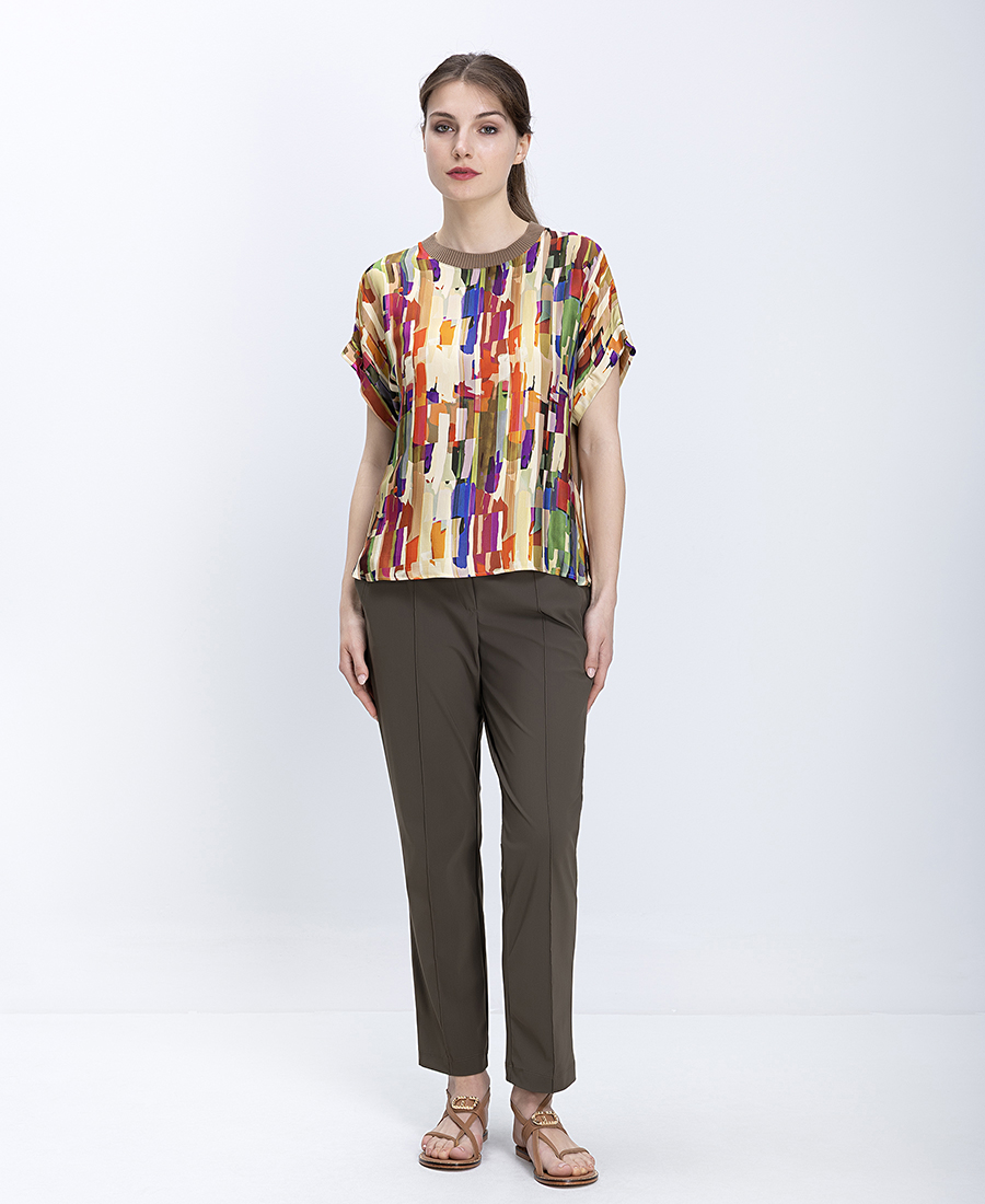 Elena Miro Γυναικεία Μπλούζα Abstract Print Με Κοντό Μανίκι Regular Fit φωτογραφία
